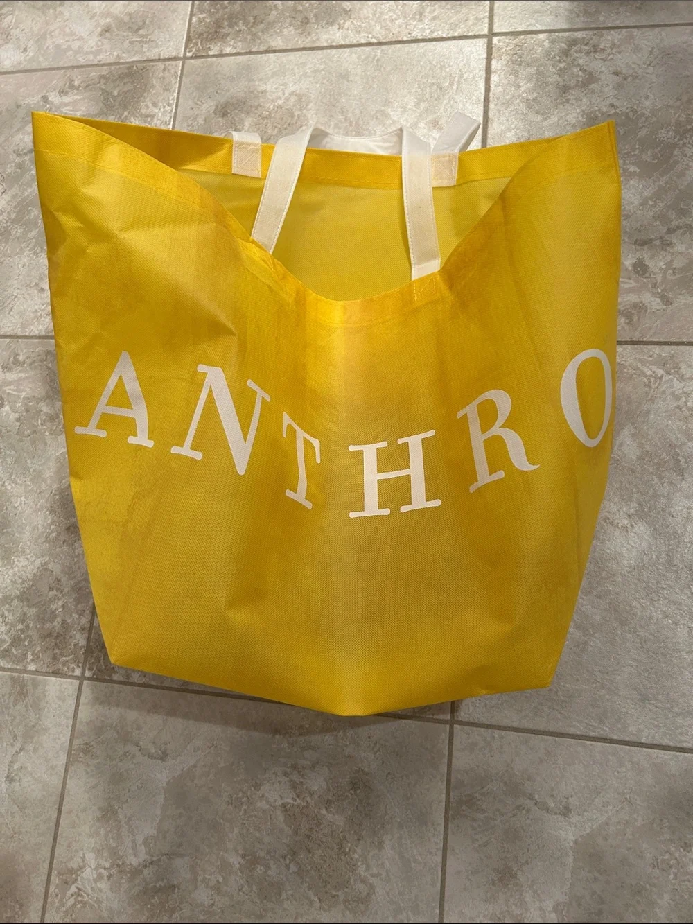 Anthropologie Yellow Tote with White Handles